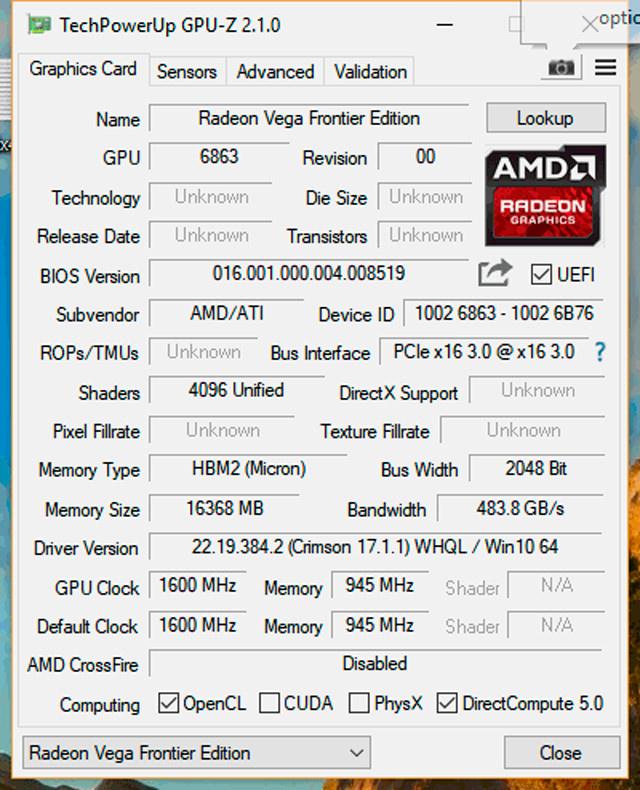AMD Radeon Vega Frontier 3DMark 2
