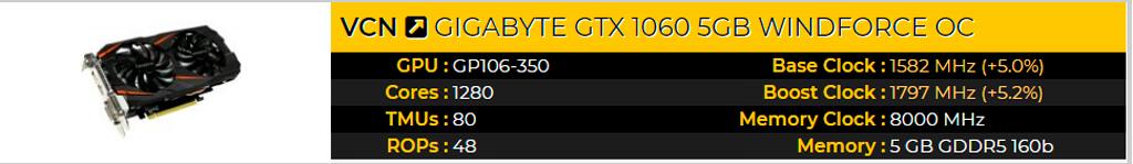 Gigabyte GeForce GTX 1060 5 GB Windforce OC 5