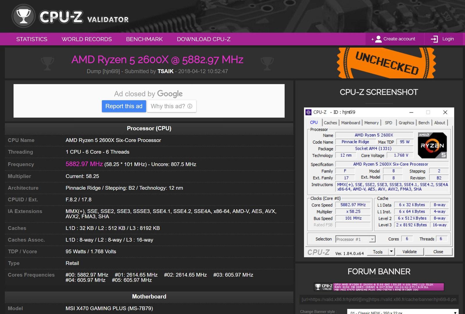 AMD Ryzen 7 2600X extreme OC 2