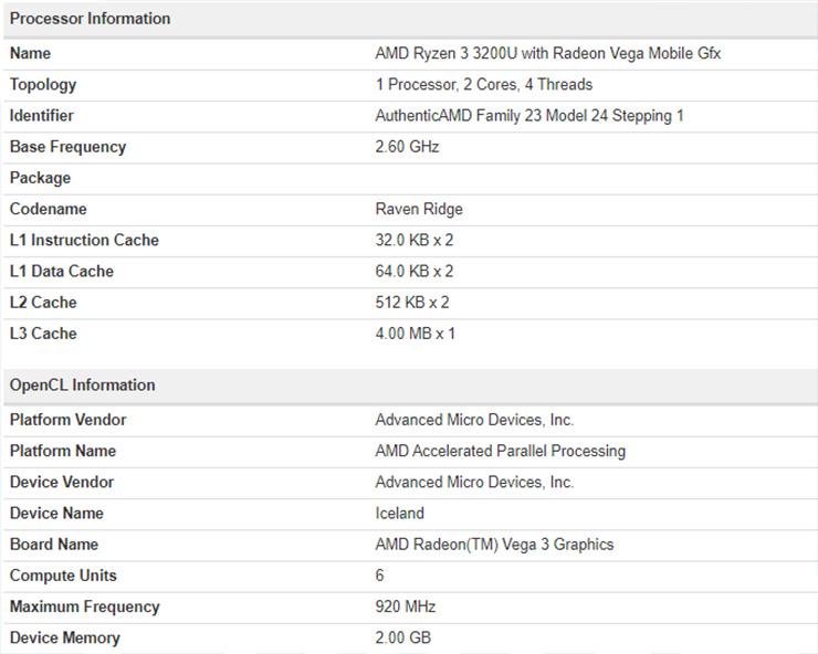 В Geekbench замечен AMD Ryzen 3 3200U