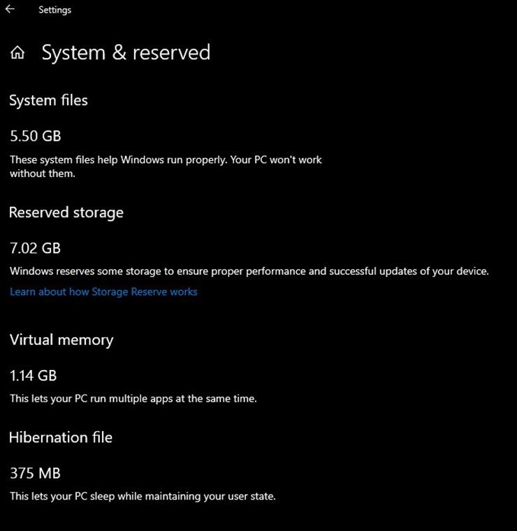 Обновление Windows 10 Update 1903 дополнительно зарезервирует 7 ГБ дискового пространства