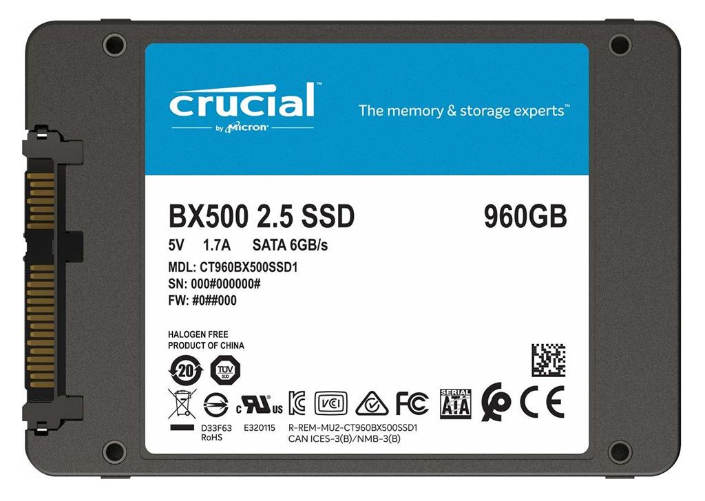 Crucial занедорого предлагает 960-гигабайтный вариант SSD BX500 c TLС-памятью