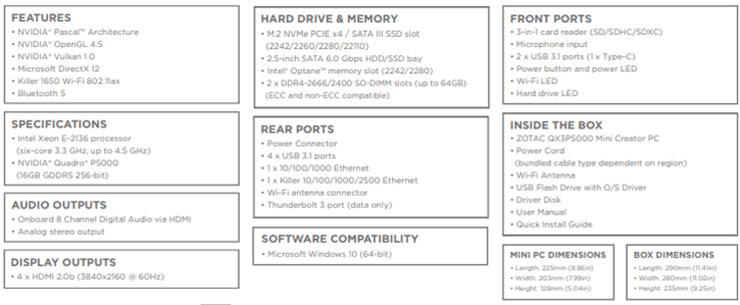 Zotac представила мини-ПК ZBox QX на базе процессоров Xeon и графики Quadro