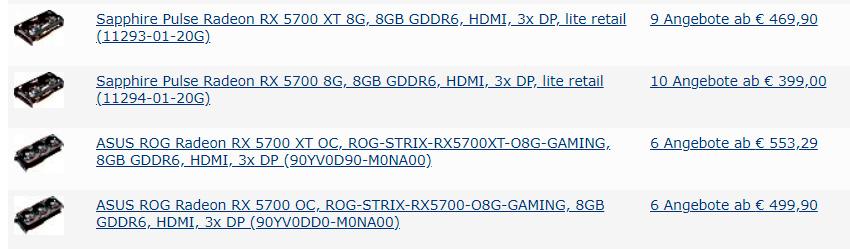«Нерефы» Radeon RX 5700 (XT) от ASUS и Sapphire уже в продаже