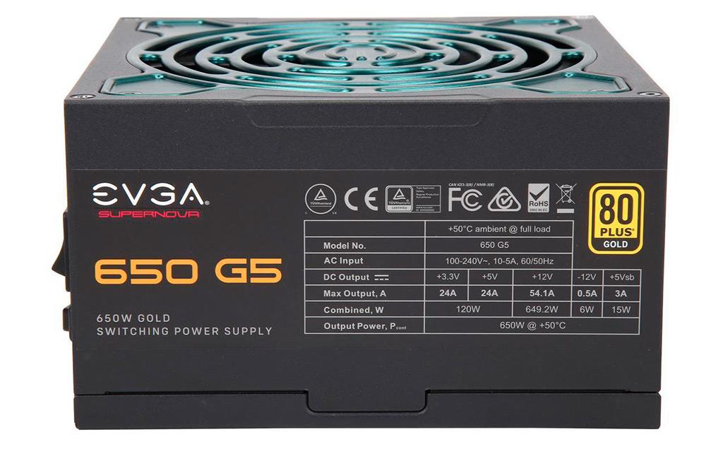 EVGA предлагает блоки питания SuperNOVA G5 с «золотым» сертификатом