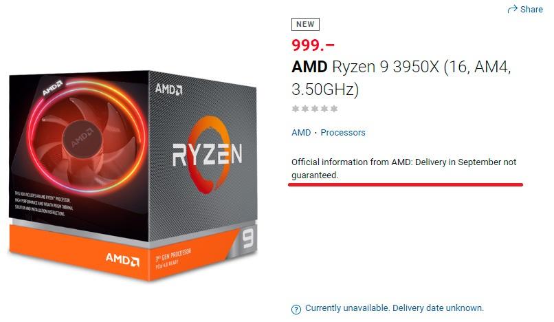 Не факт, что 16-ядерник AMD Ryzen 9 3950X появится в этом месяце