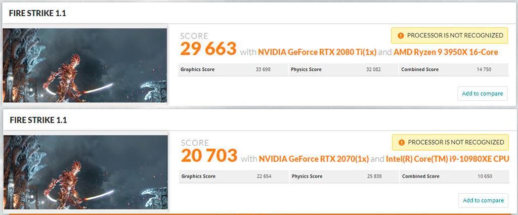 AMD Ryzen 9 3950X vs Intel Core i9-10980XE: в 3DMark существенное преимущество за AMD