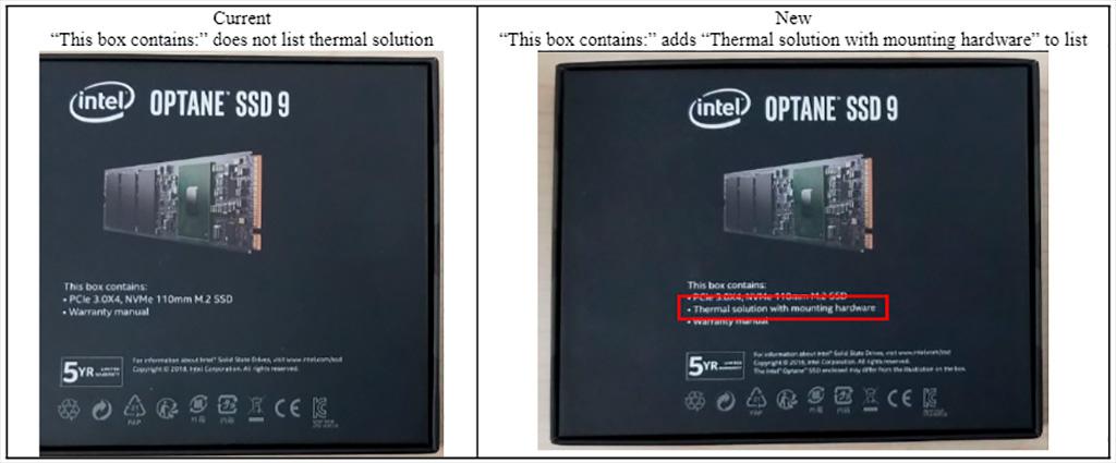 У новых версий накопителей Intel Optane SSD 905P M.2 в комплекте радиатор