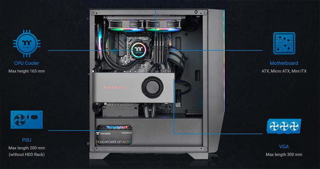 Корпус Thermaltake H550 TG ARGB получил 2-мм фронтальную панель из алюминия