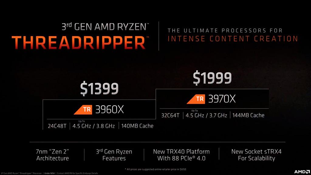 Процессоры AMD Ryzen Threadripper 3rd Gen официально представлены