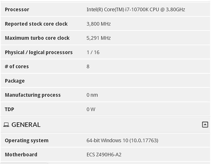 Intel Core i7-10700K достигает 5,3 ГГц в «бусте»