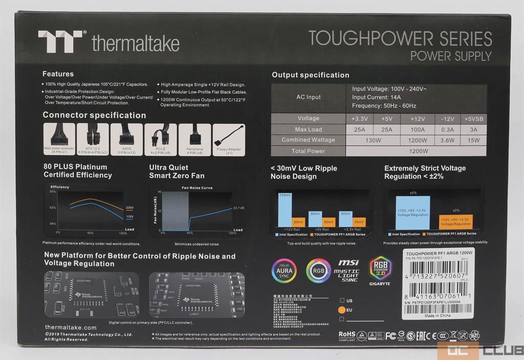 Thermaltake Toughpower PF1 ARGB 1200 Вт: обзор. Блок питания для хорошо зрячего, но глухого
