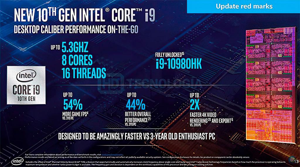 В Сеть «слили» спецификации мобильных процессоров Intel Comet Lake-H и слайды