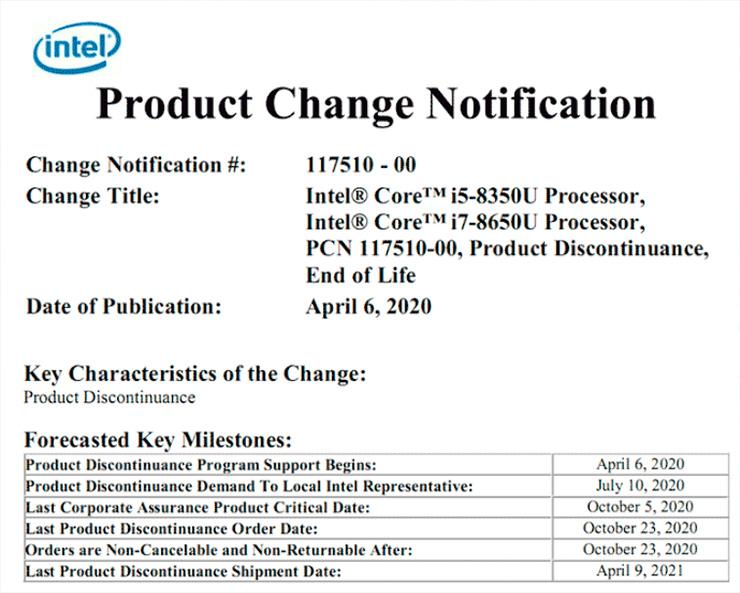 Чистка продолжается: Intel скоро снимает с производства мобильные Kaby Lake Refresh