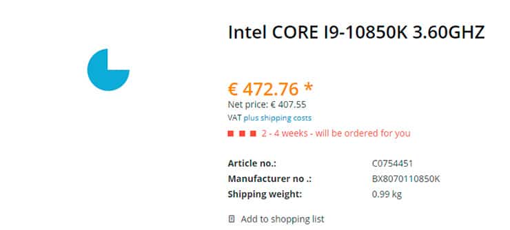 Похоже, Intel Core i9-10850K появится в розничной продаже