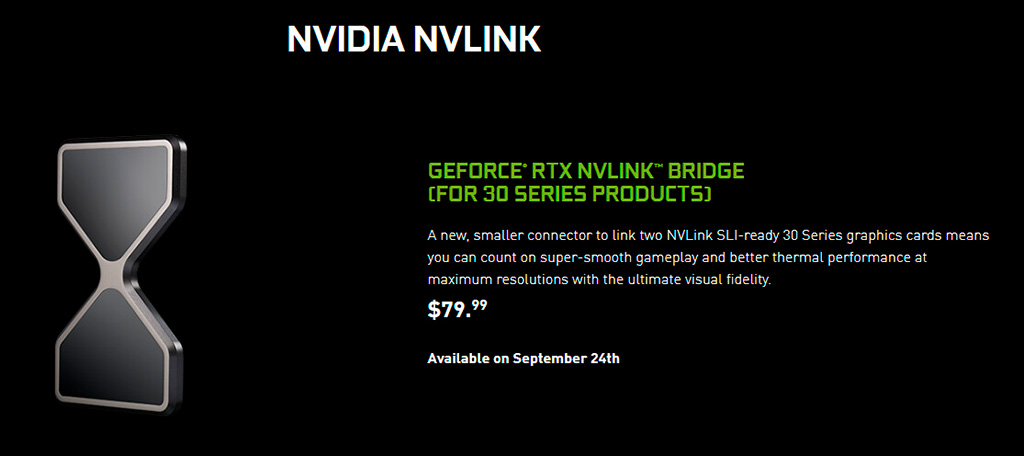 Новый мост NVIDIA NVLink Bridge для RTX 3090 оценивается в 