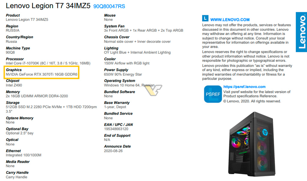 NVIDIA готовит GeForce RTX 3070 Ti с 16 ГБ памяти GDDR6