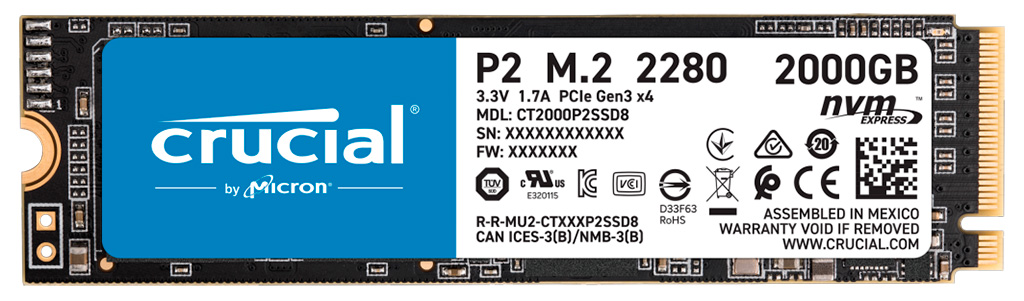 Линейка SSD Crucial P2 расширилась моделями на 1 ТБ и 2 ТБ