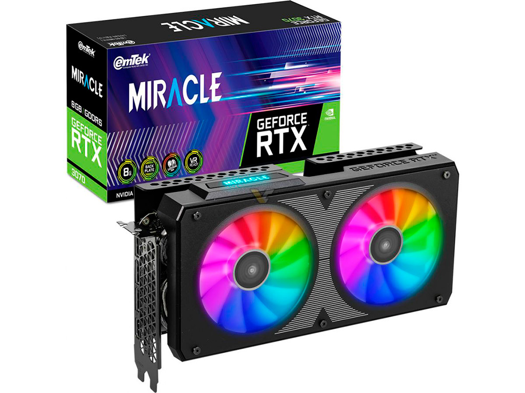 Видеокарта Emtek GeForce RTX 3070 Miracle имеет разъём питания 12-pin NVIDIA