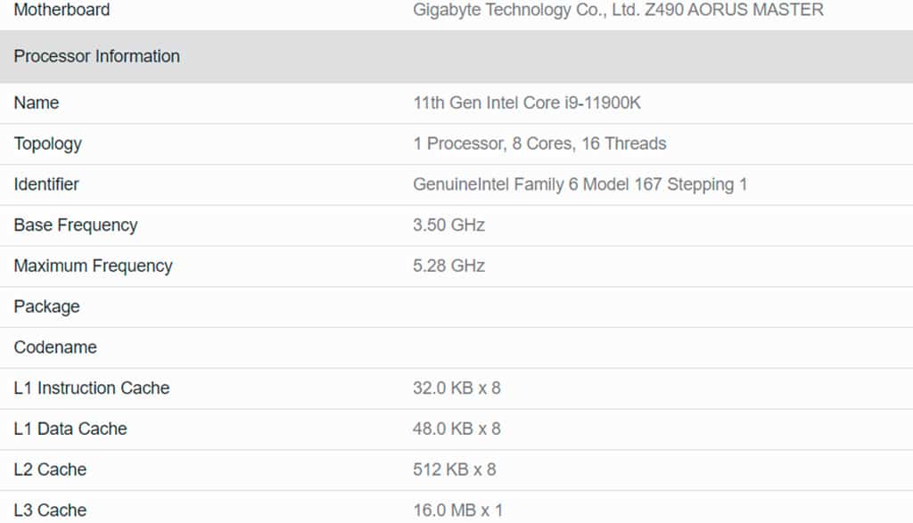 Intel Core i9-11900K в многопоточном тесте Geekbench выступил наравне с Core i9-10900K