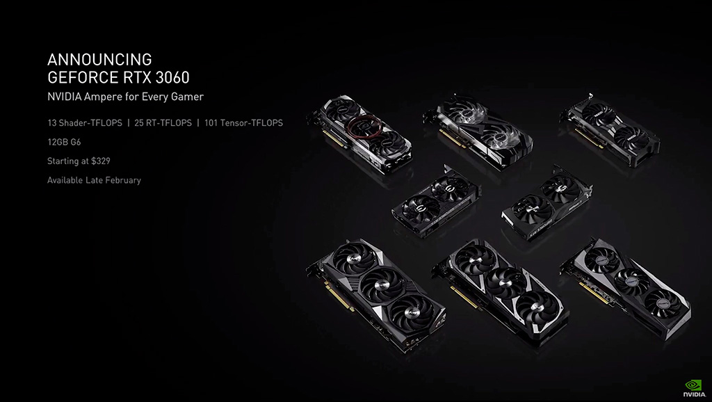 NVIDIA официально представила GeForce RTX 3060 с 12 ГБ видеопамяти