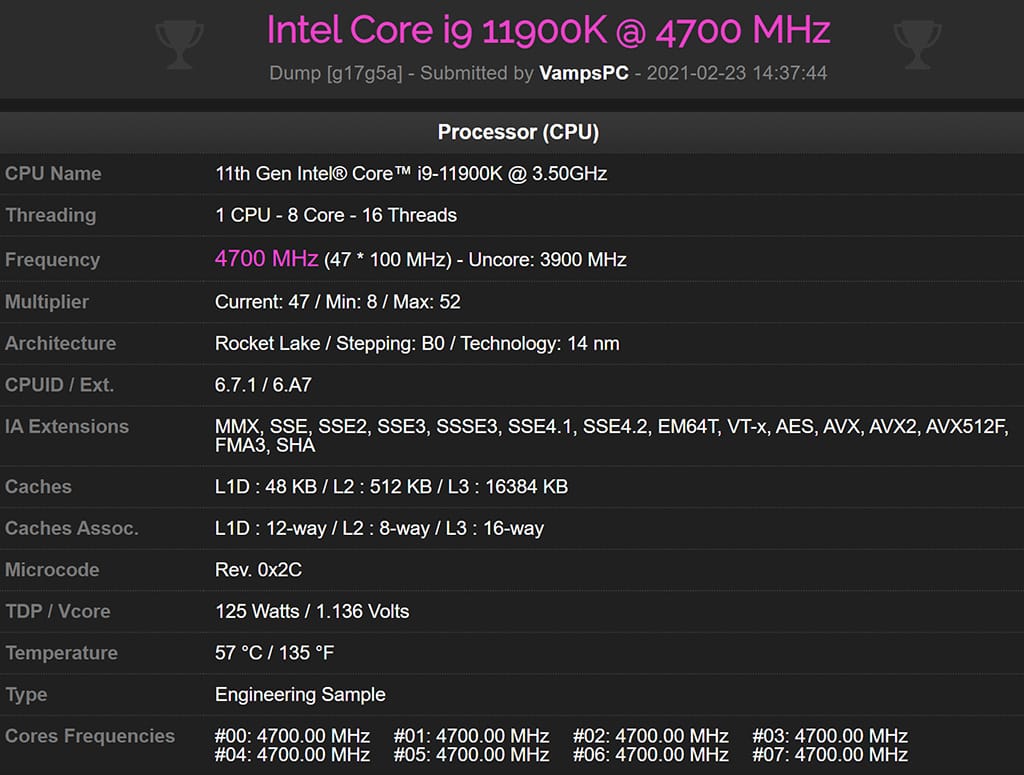 Intel Core i9-11900K возглавил топ в однопоточном тесте CPU-Z