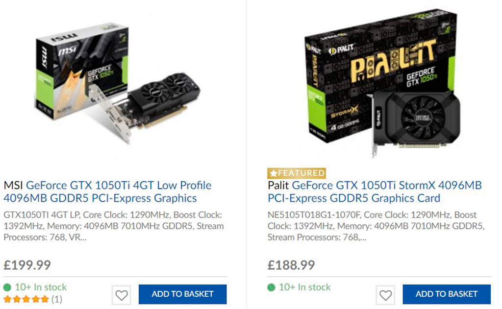 4-летняя NVIDIA GeForce GTX 1050 Ti возвращается на рынок