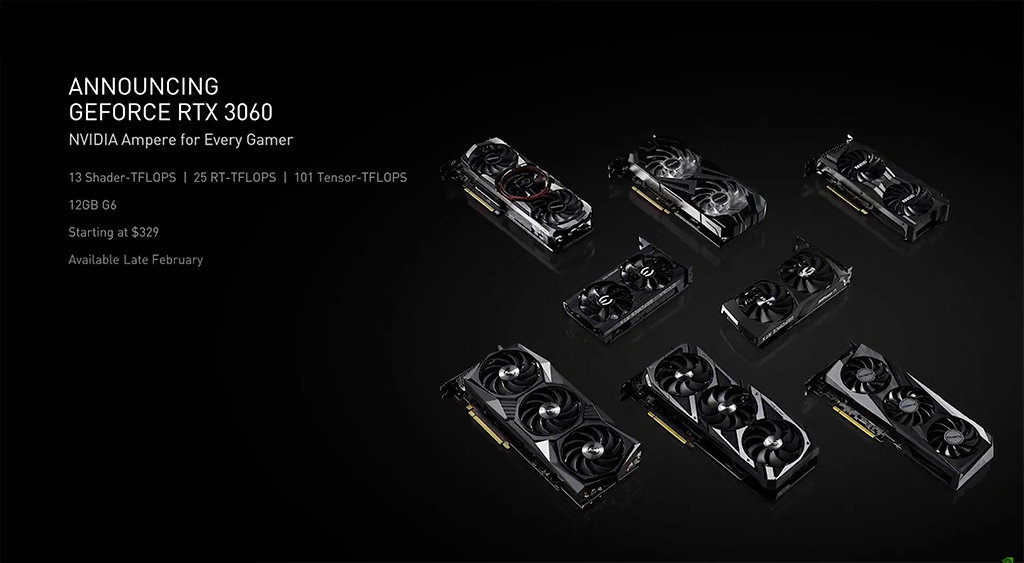 NVIDIA GeForce RTX 3060 появится в продаже с 25 февраля