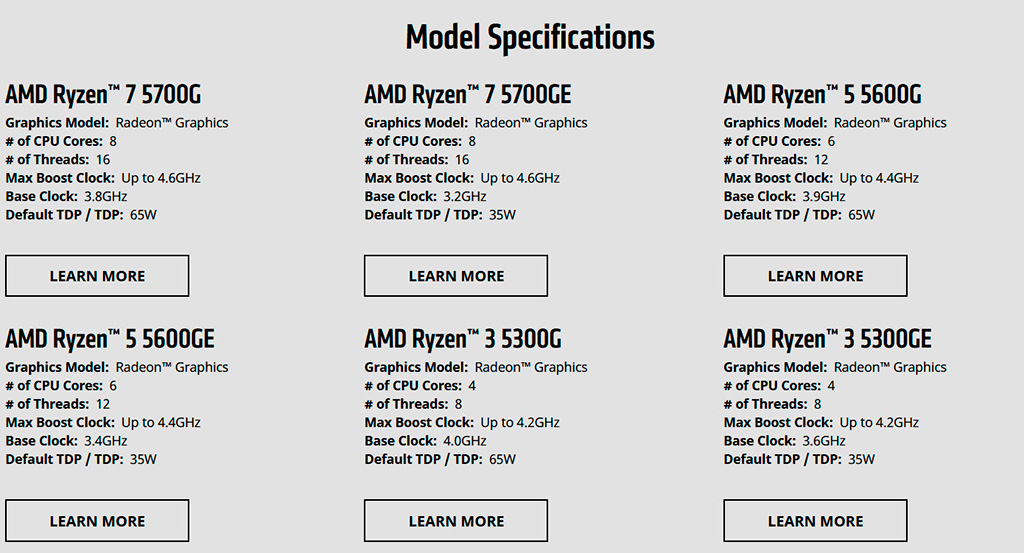 Гибридные процессоры AMD Ryzen 5000G представлены официально