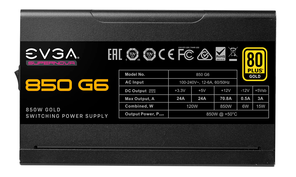 В блоках питания EVGA SuperNova G6 сочетается мощность до 1000 Вт и компактный 140-мм корпус