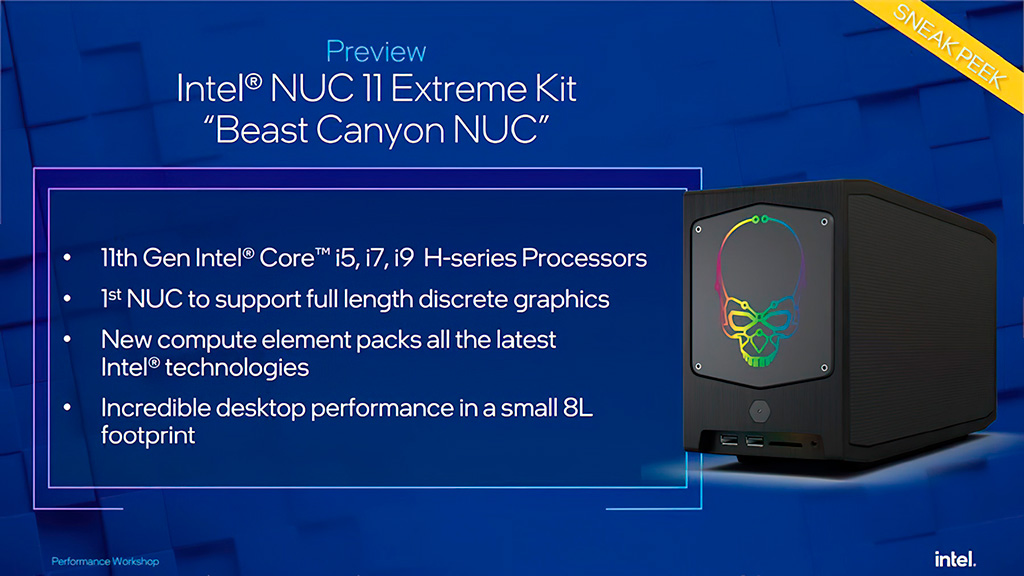 Мини-ПК Intel NUC 11 Extreme (Beast Canyon) оснащается процессором Core i9-11900KB