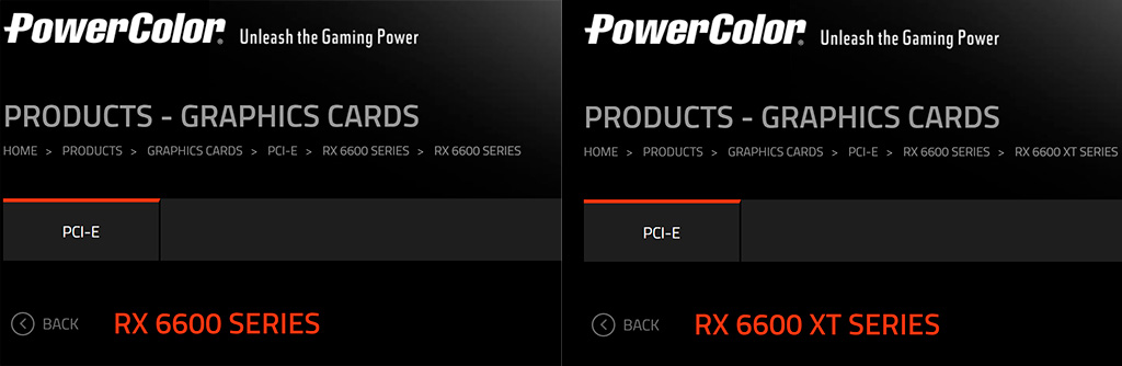 На сайте PowerColor «засветились» видеокарты Radeon RX 6600 (XT)
