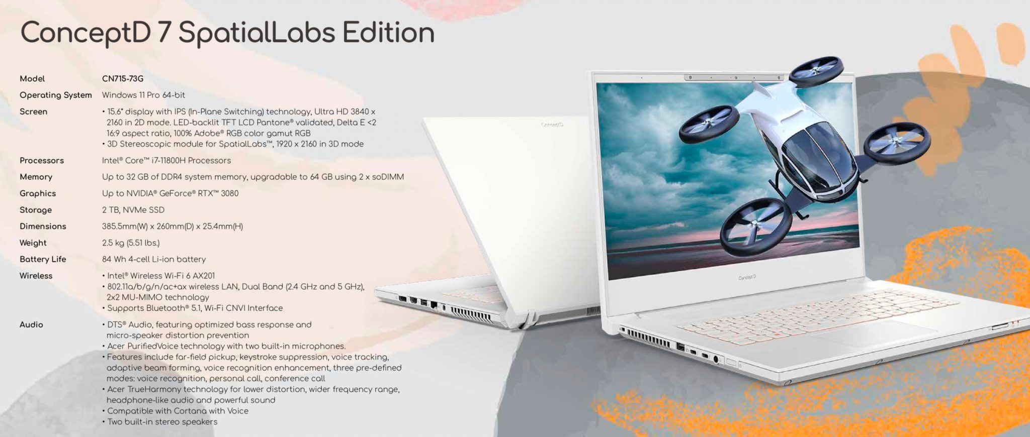 Ноутбук Acer ConceptD 7 SpatialLabs Edition получил 3D-экран