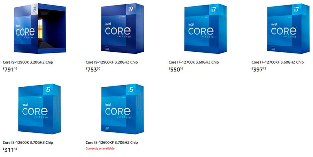 Изучаем цены процессоров Intel Core 12-го поколения