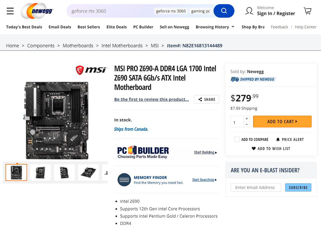 Продажи материнской платы MSI Pro Z690-A DDR4 фальстартовали