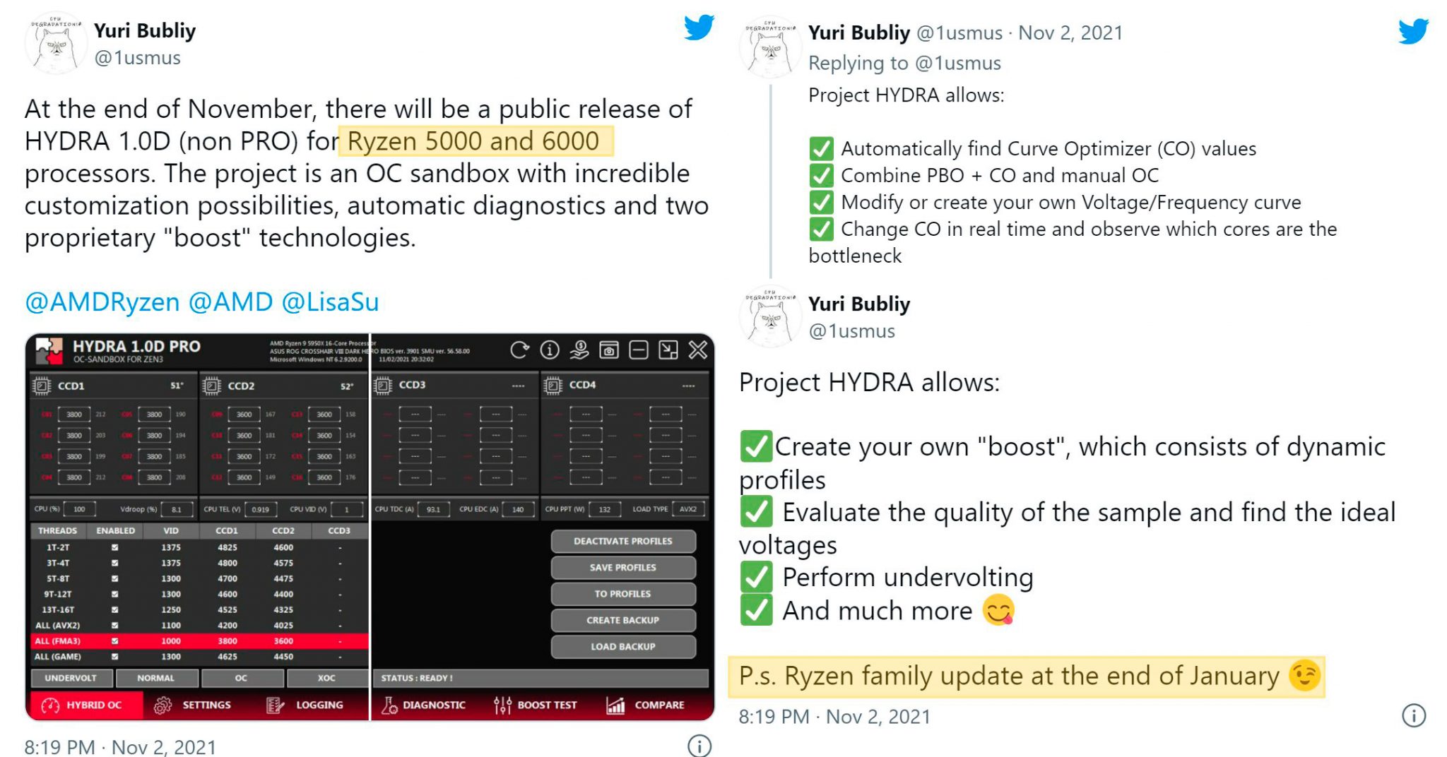 Утилита Project Hydra готова к Ryzen 6000. Ждём новинки в январе?
