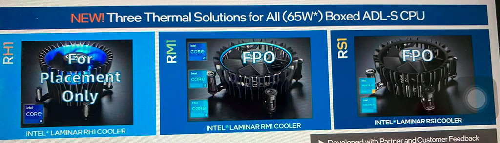 65-ваттные процессоры Intel Core 12th gen получат новый BOX-кулер Laminar RM1