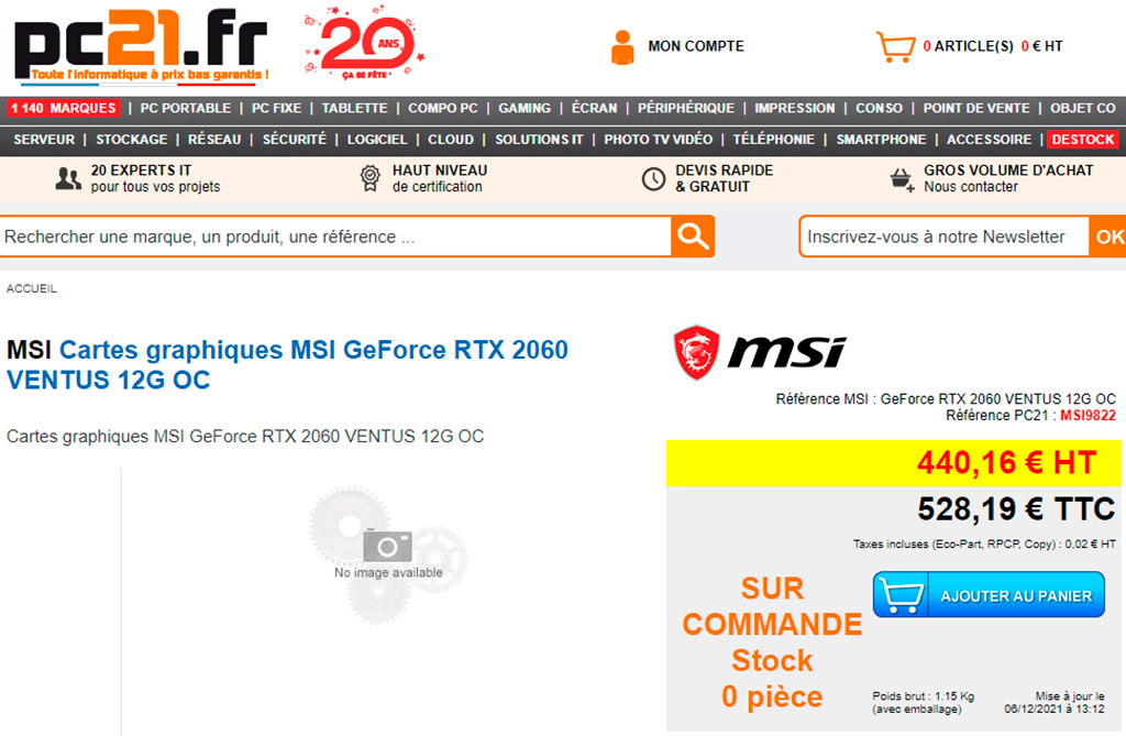 NVIDIA GeForce RTX 2060 12GB уже продаётся во Франции