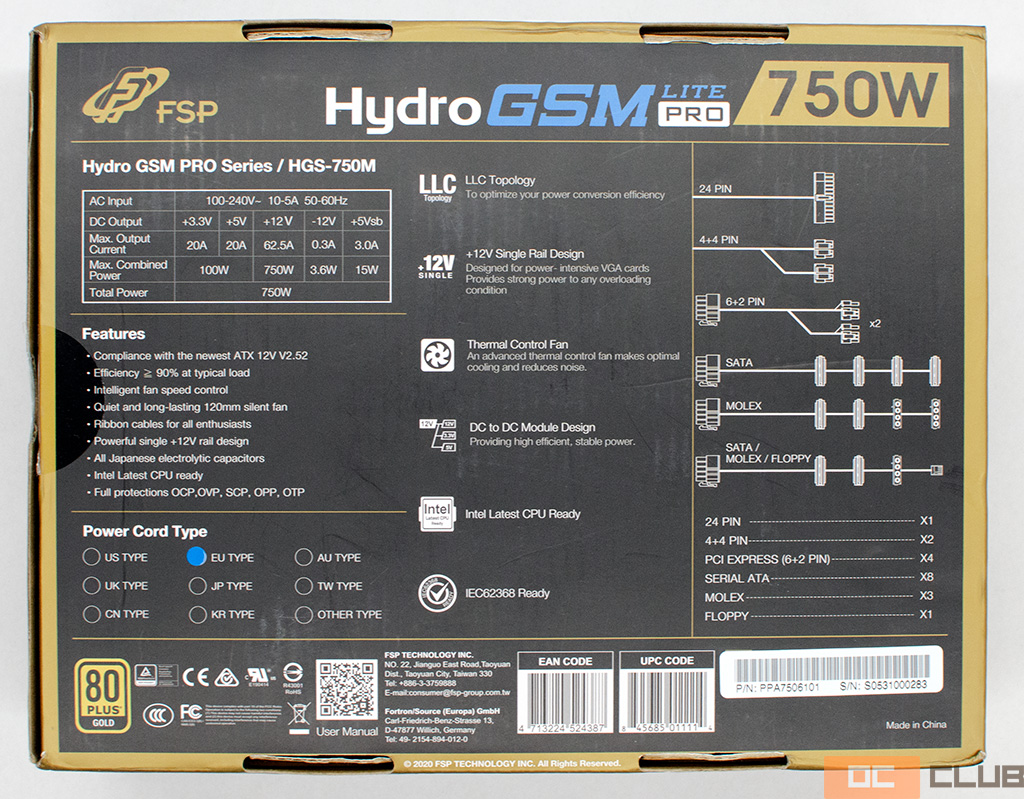 FSP Hydro GSM Lite Pro 750 Вт (HGS-750M): обзор. Нет лоска, зато есть стержень