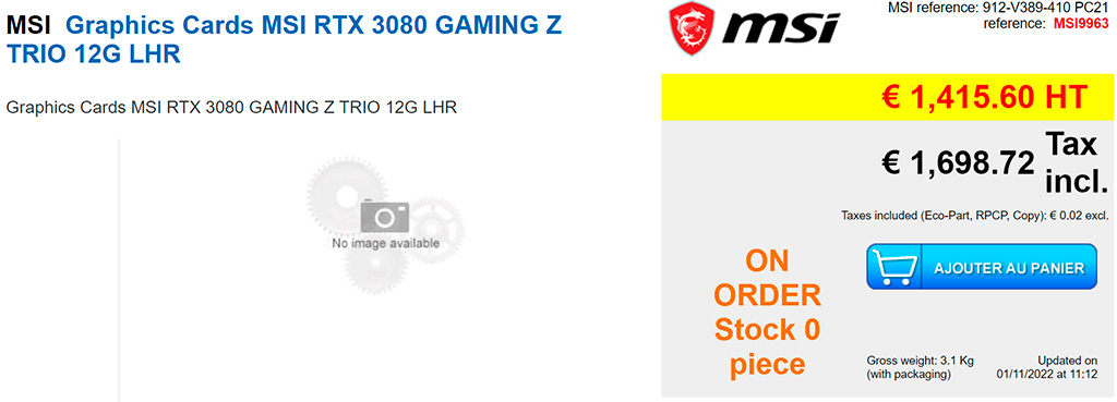 GeForce RTX 3080 12GB доступны для предзаказа за 1700 евро