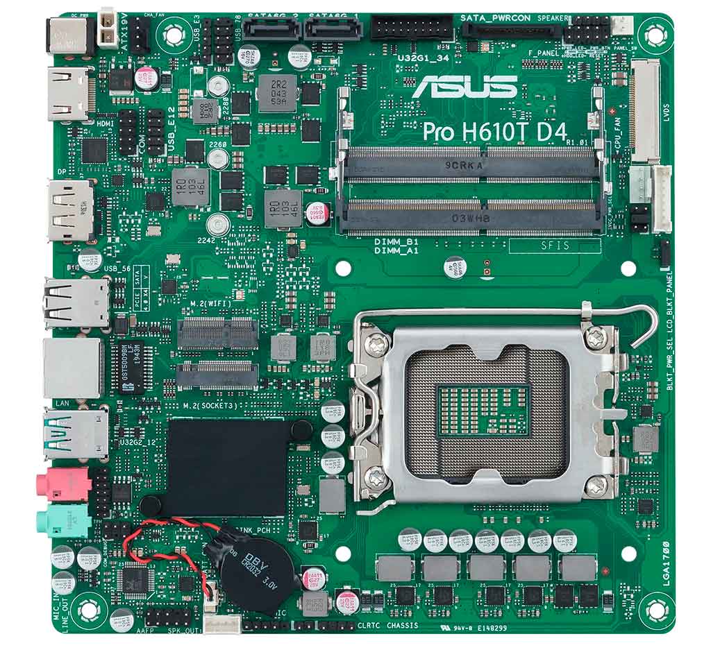 ASUS Pro H610T D4-CSM – материнская плата в формате Thin Mini-ITX для процессоров Core 12-го поколения