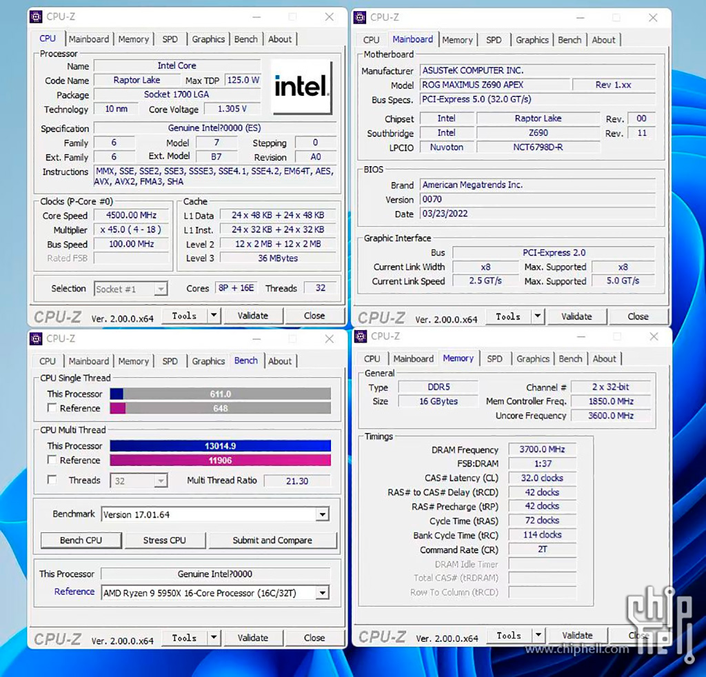 Инженерный образец Intel Core i9-13900K способен разгоняться до 5,5 ГГц