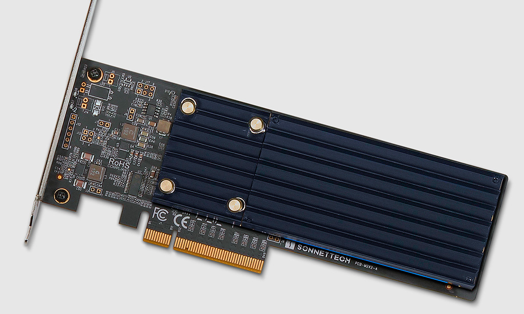 Адаптер Sonnet M.2 2x4 Low-profile PCIe Card поддерживает до двух PCI-E 3.0 M.2 накопителей