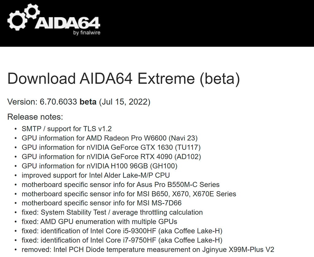 Утилита AIDA64 научилась распознавать GeForce RTX 4090