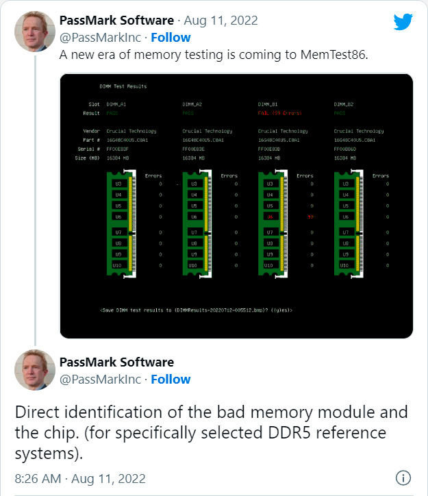 Утилита MemTestX86 научилась выявлять неисправные модули DDR5