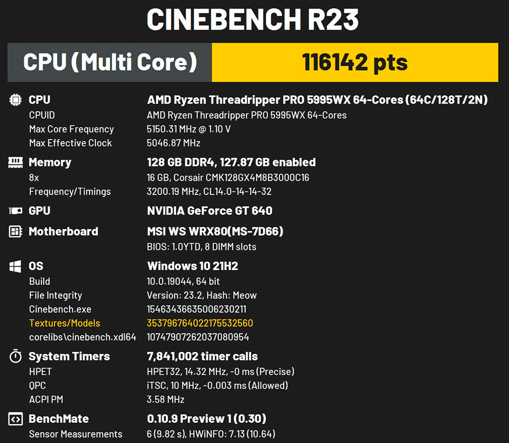 При частоте 5,15 ГГц AMD Ryzen Threadripper PRO 5995WX обновил абсолютный рекорд Cinebench R23