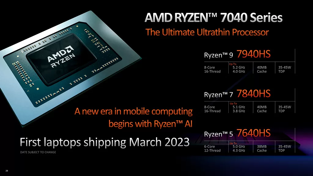 Представлены мобильные процессоры AMD Ryzen 7000 на архитектуре Zen 4