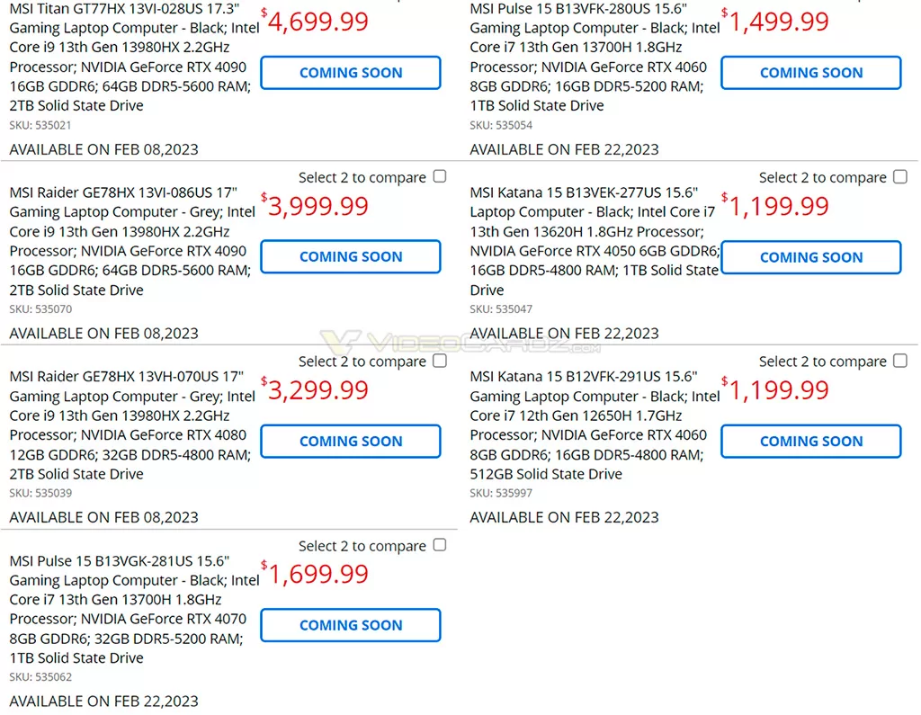 Стали известны цены ноутбуков с графикой GeForce RTX 4000 Mobile