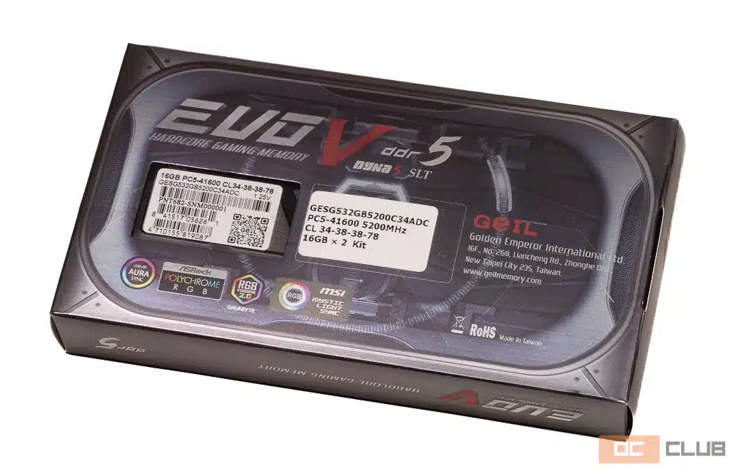 GeIL Evo V DDR5 RGB 2x 16 ГБ (GESG532GB5200C34ADC): обзор. FANтастическая память