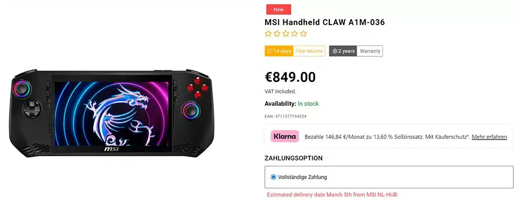 В Европе консоль MSI Claw стоит неприлично дорого